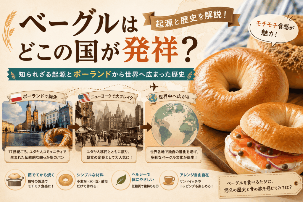 ベーグルはどこの国が発祥？知られざる起源とポーランドから世界へ広まった歴史