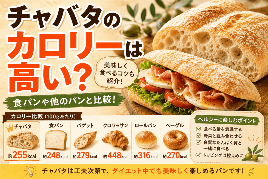 チャバタのカロリーは高い？食パンや他のパンと比較して解説