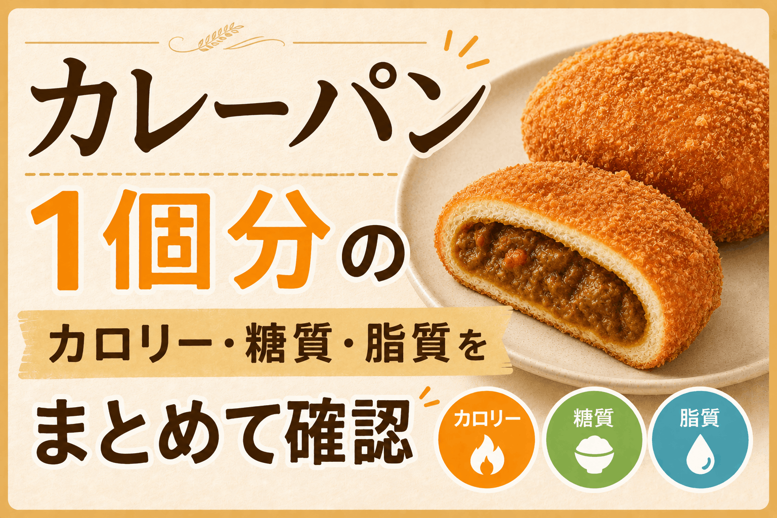 カレーパンのカロリーは1個何kcal？糖質・脂質もまとめてチェック