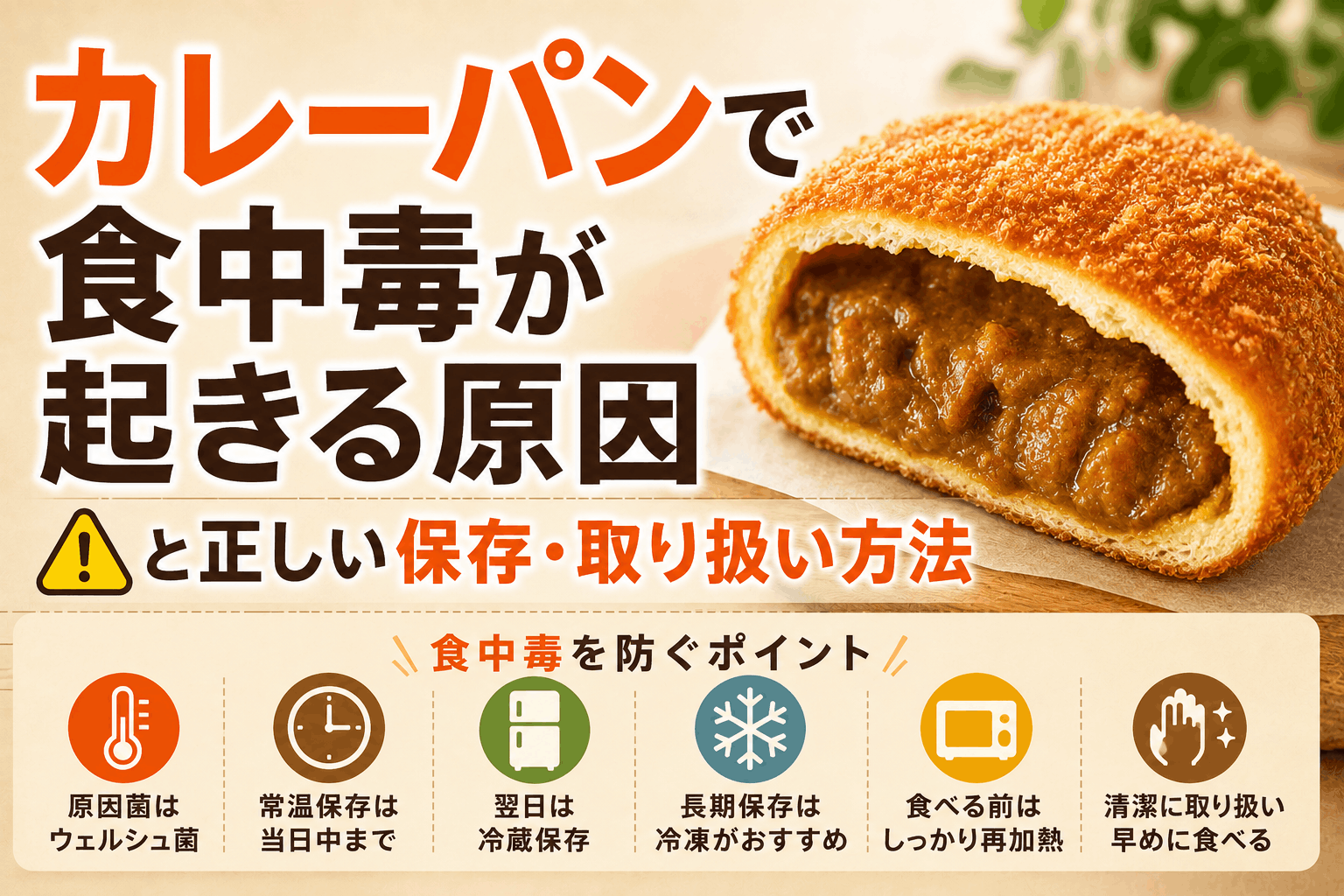 カレーパンで食中毒が起きる原因と正しい保存・取り扱い方法