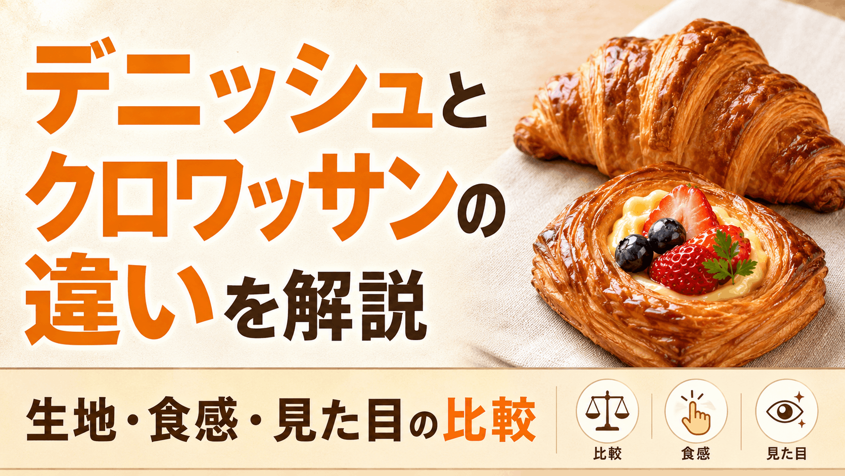 デニッシュとクロワッサンの違いを解説|生地・食感・見た目の比較