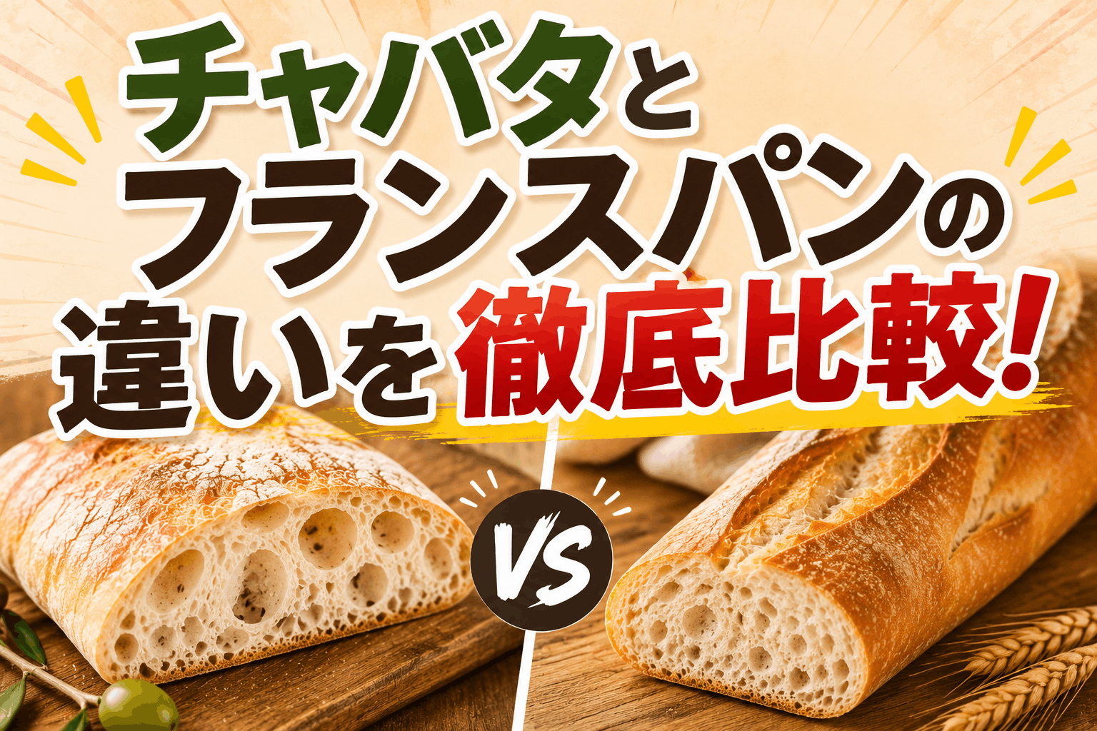 チャバタとフランスパンの違いを徹底比較｜バゲット・カンパーニュ・パニーニとも違いを解説