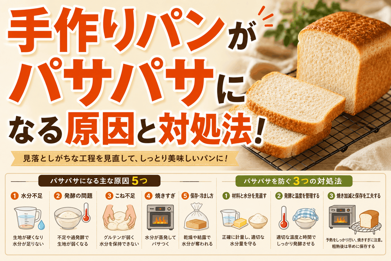 手作りパンがパサパサになってしまう初心者が見落としがちな工程と対処法