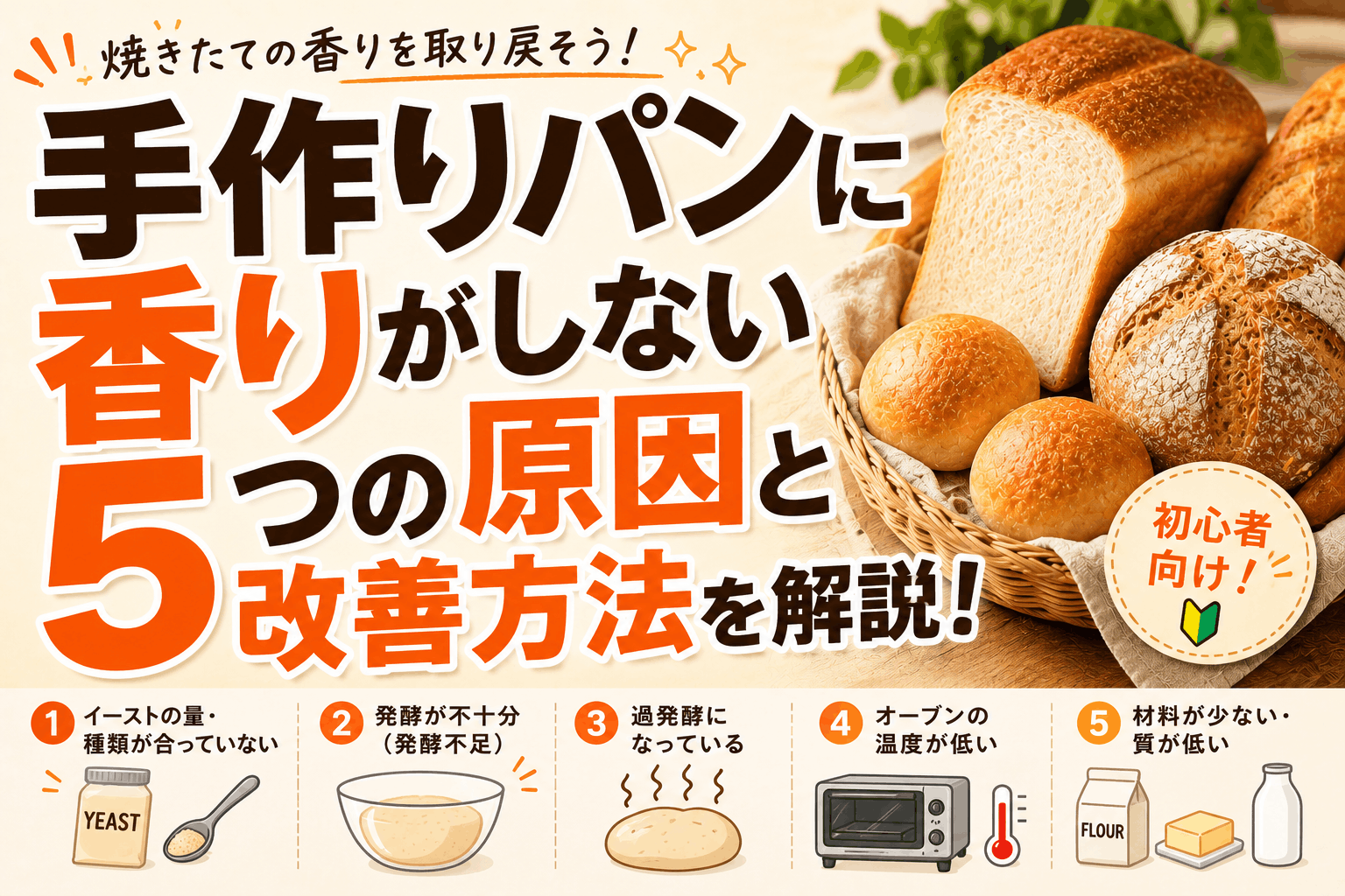 手作りパンに香りがしない原因5つと改善方法を初心者向けに解説
