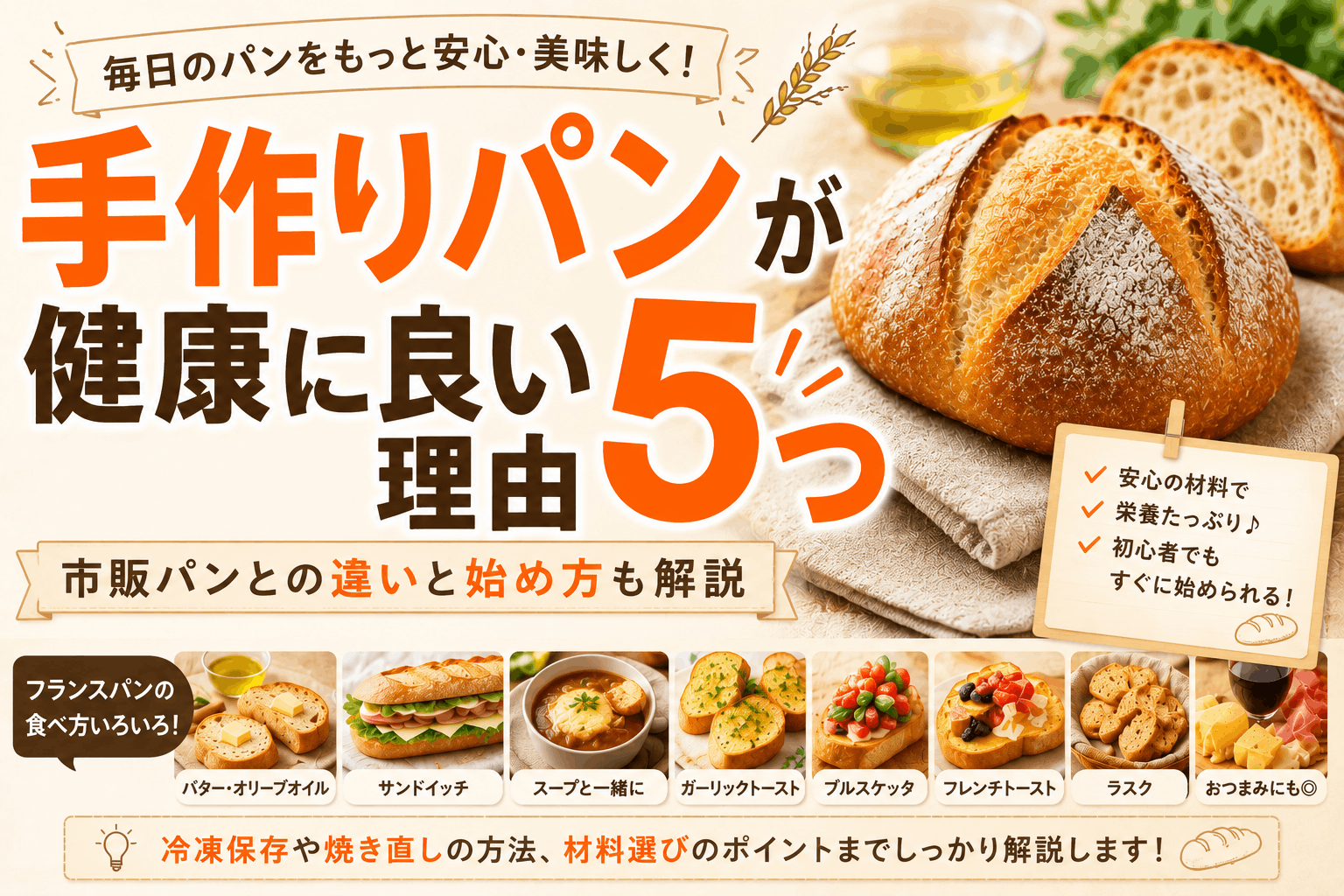 手作りパンが健康に良い理由5つ｜市販パンとの違いと始め方