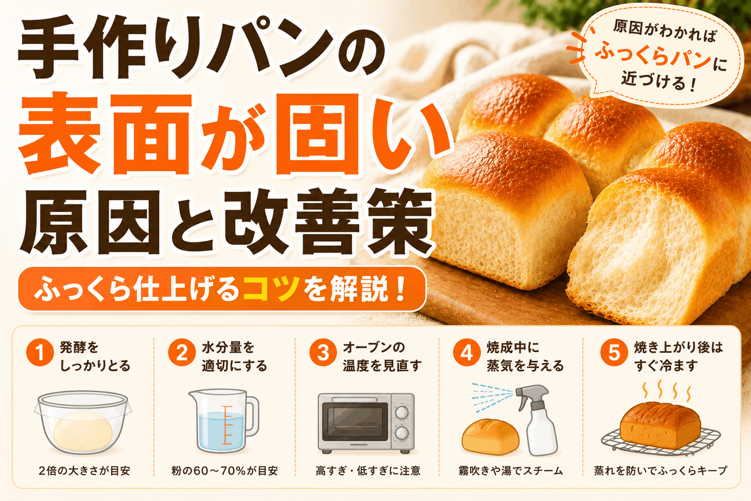 手作りパンの表面が固い原因と改善策|ふっくら仕上げるコツを解説