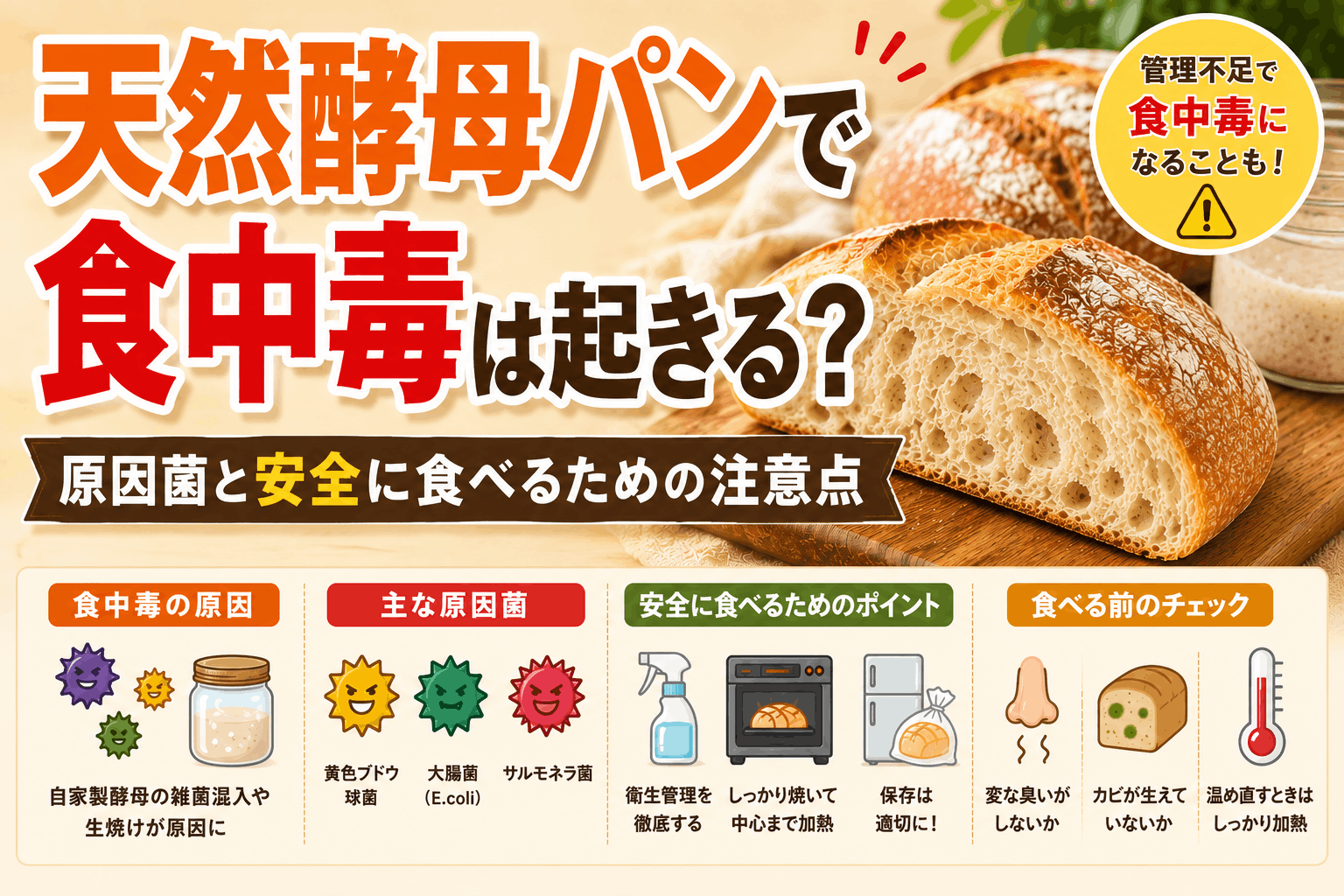 天然酵母パンで食中毒は起きる?原因菌と安全に食べるための注意点