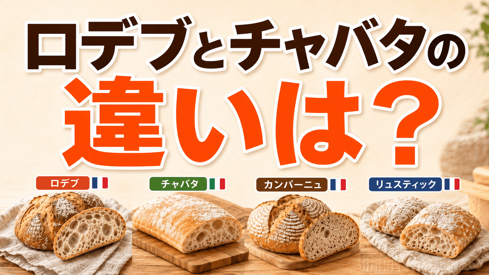 ロデブとチャバタの違いは?カンパーニュ・リュスティックとの比較も含めて解説