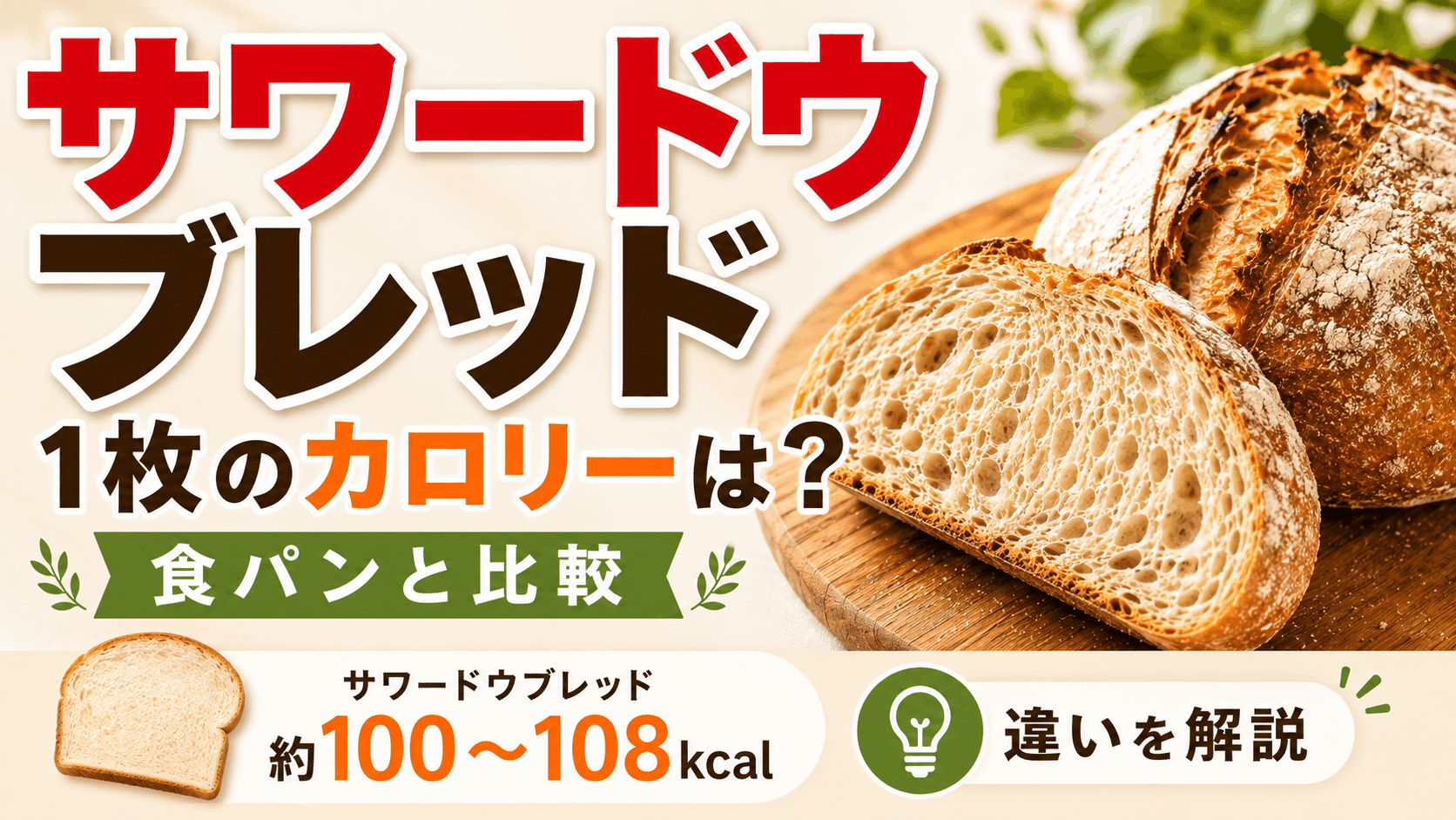 サワードウブレッド1枚のカロリーは何kcal?|糖質脂質もまとめて確認!食パンとの違いも解説