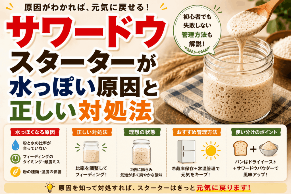 サワードウスターターが水っぽい原因と正しい対処法｜初心者でも失敗しない管理方法