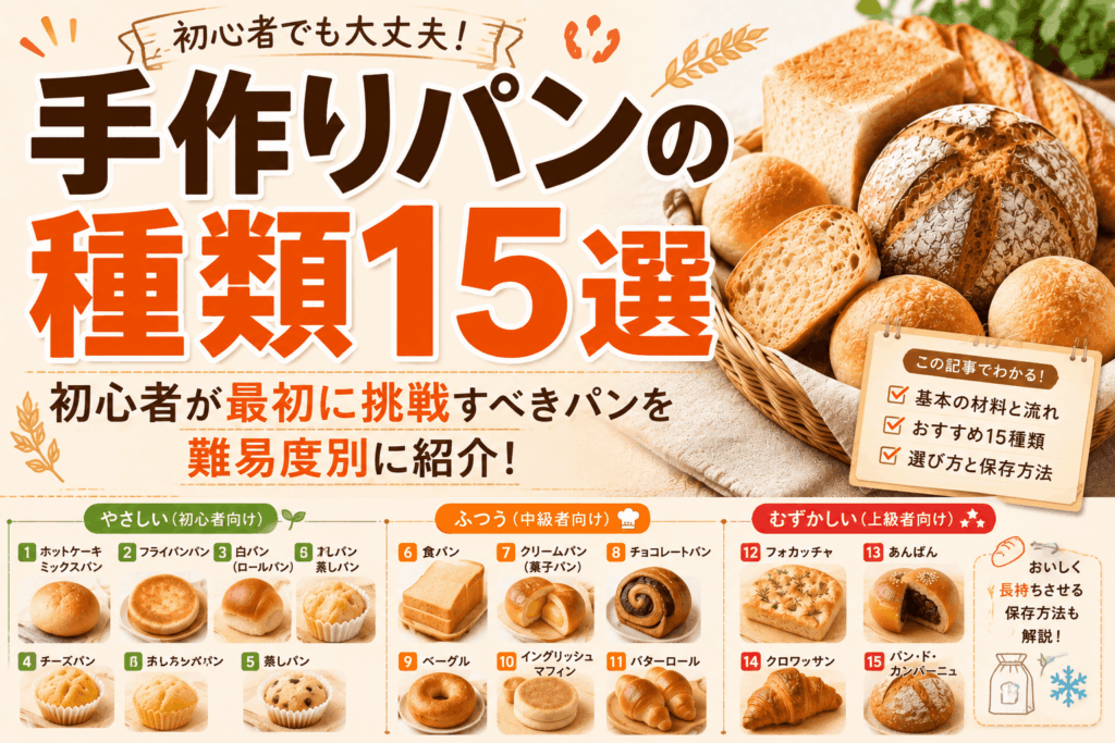 手作りパンの種類15選｜初心者が最初に挑戦すべきパンを難易度別に紹介
