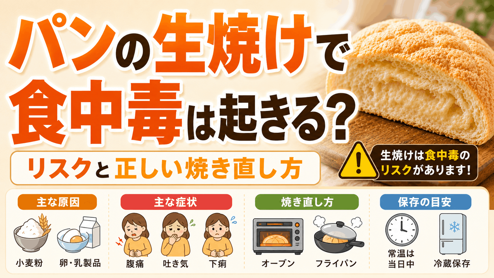 パンの生焼けで食中毒は起きる?リスクと正しい焼き直し方
