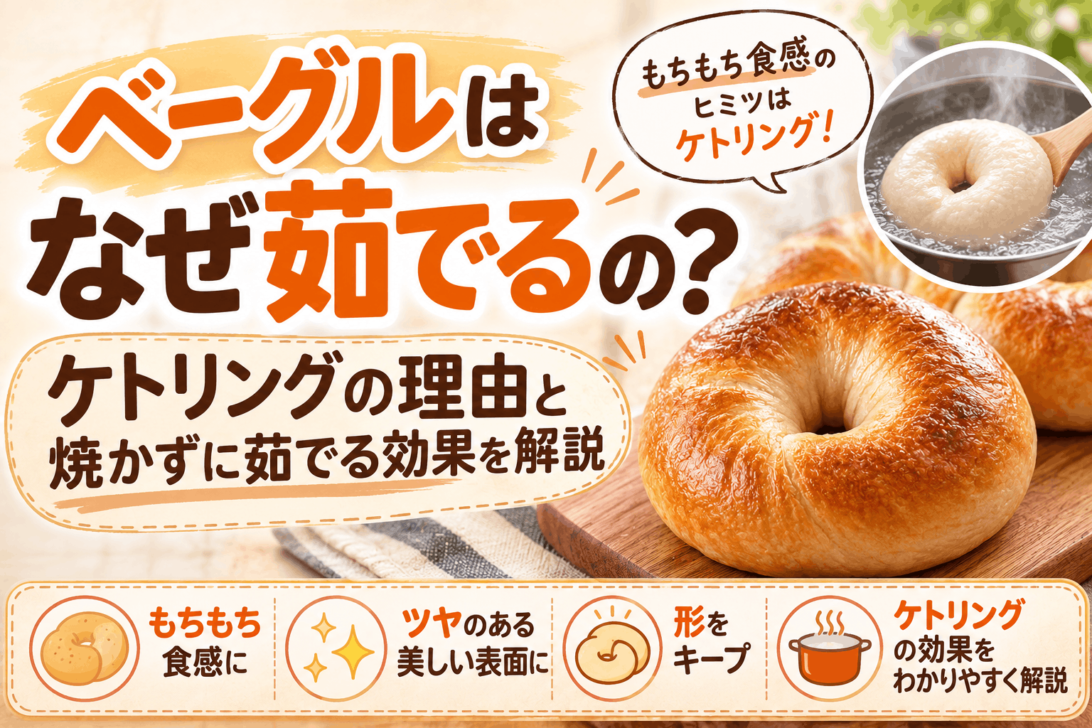ベーグルはなぜ茹でるの?ケトリングの理由と焼かずに茹でる効果を解説