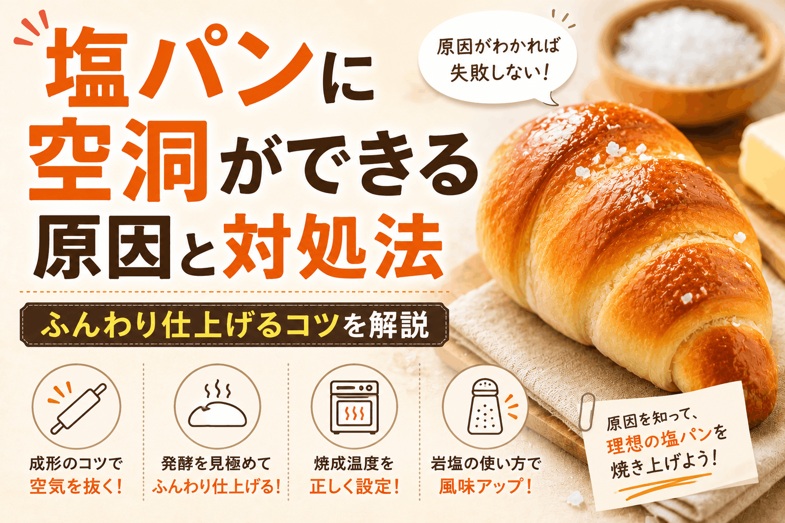 塩パンに空洞ができる原因と対処法｜ふんわり仕上げるコツを解説