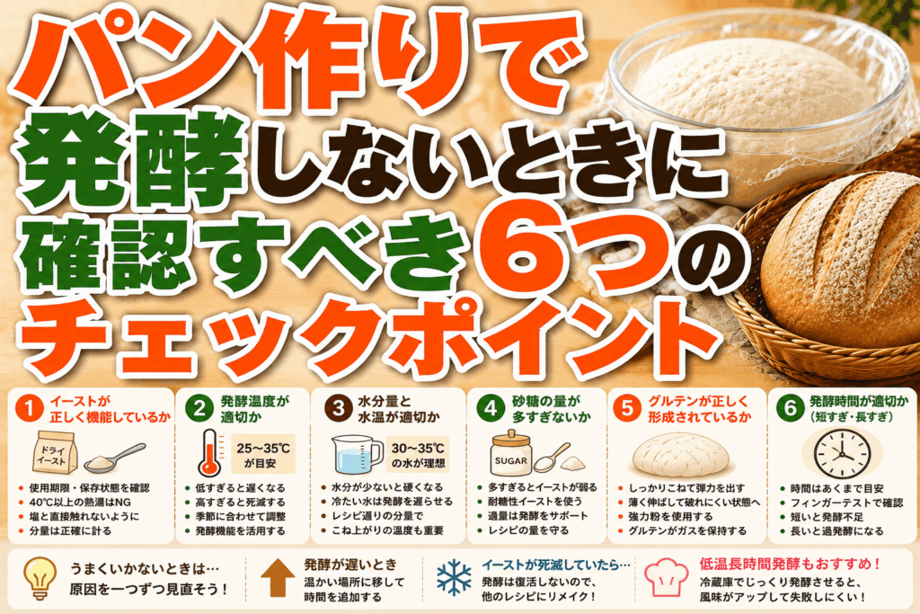 パン作りで発酵しないときに確認すべき6つのチェックポイント