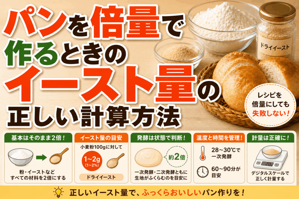 パンを倍量で作るときのイースト量の正しい計算方法