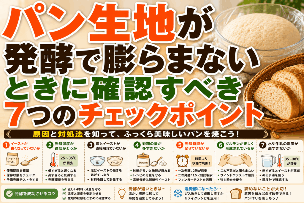 パン生地が発酵で膨らまないときに確認すべき7つのチェックポイント