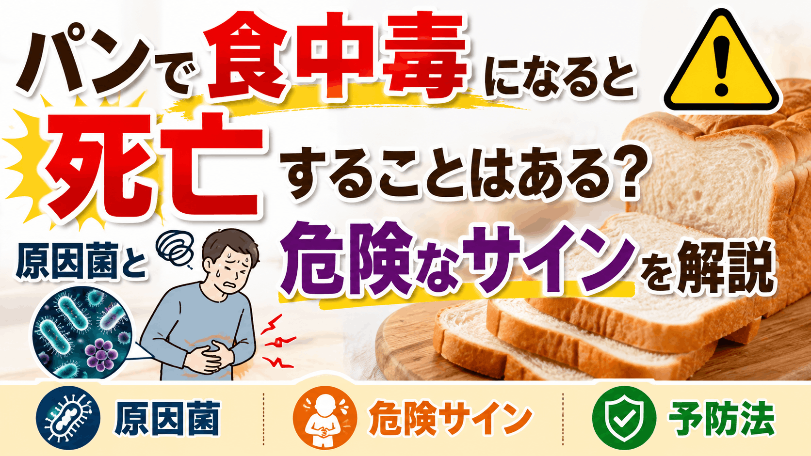パンで食中毒になると死亡することはある?原因菌と危険なサインを解説