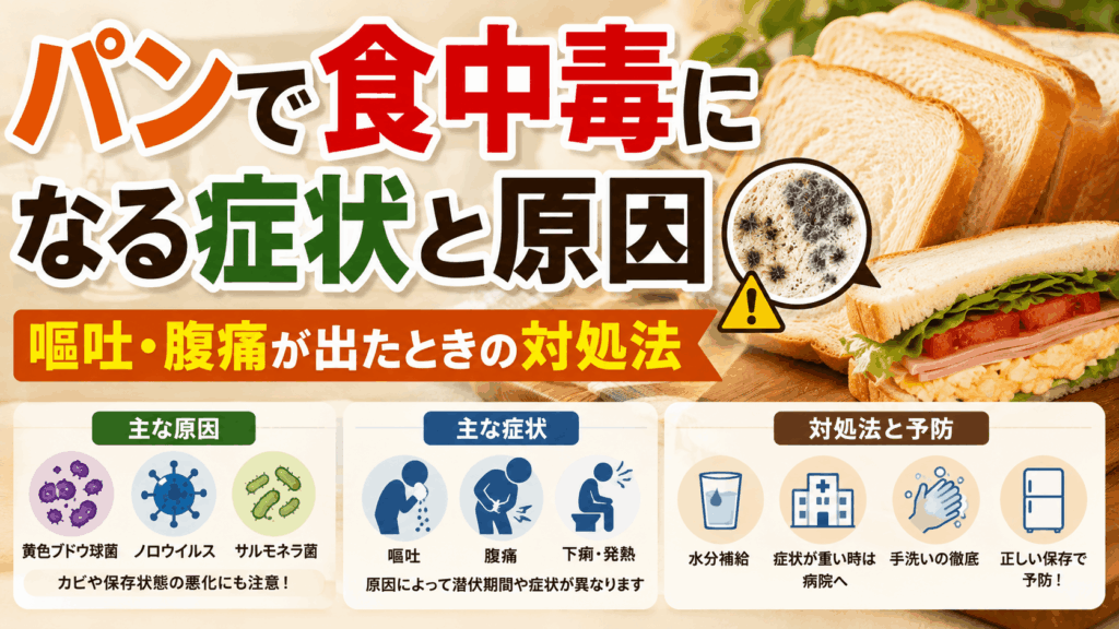 パンで食中毒になる症状と原因｜嘔吐・腹痛が出たときの対処法