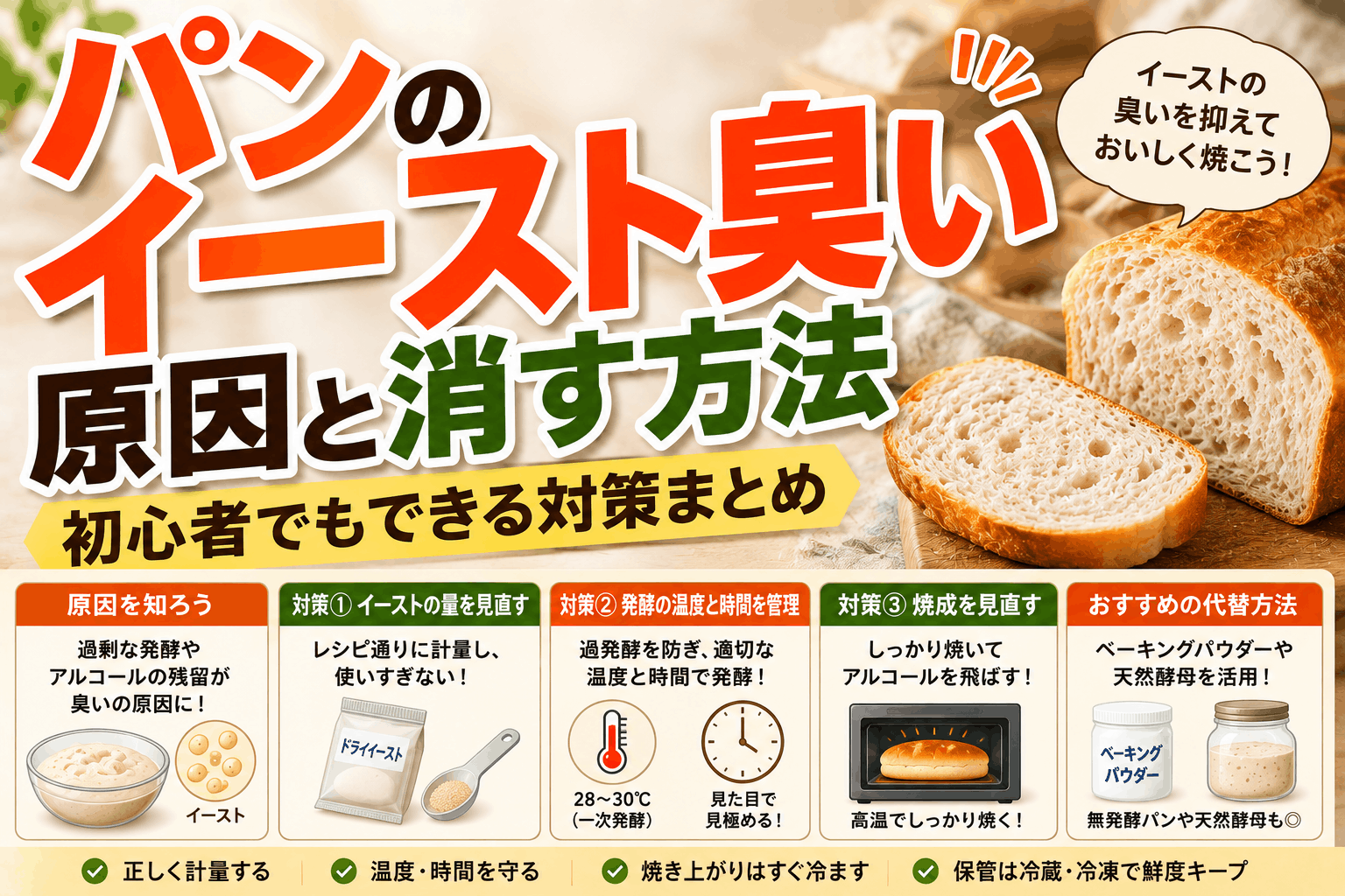 パンのイースト臭い原因と消す方法｜初心者でもできる対策まとめ