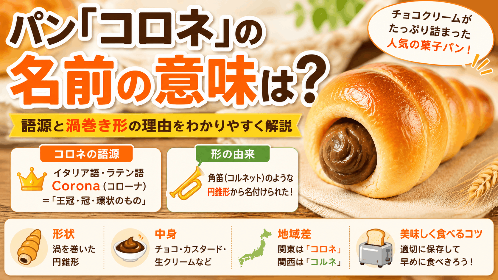 パン「コロネ」の名前の意味は？語源と渦巻き形の理由をわかりやすく解説