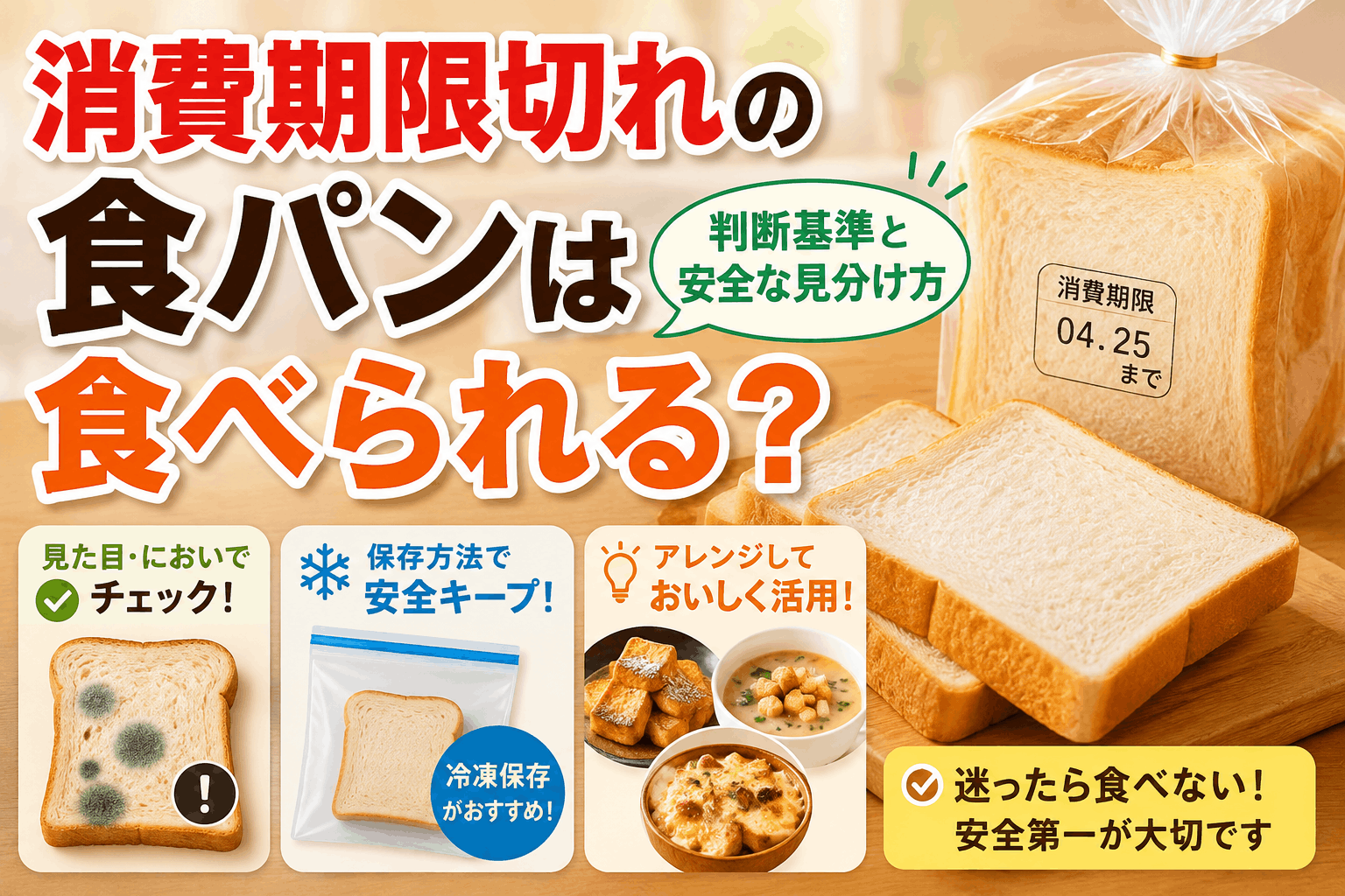 消費期限切れの食パンは食べられる？判断基準と安全な見分け方