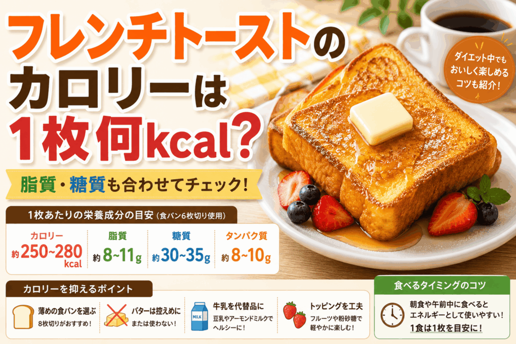 フレンチトーストのカロリーは1枚何kcal？脂質・糖質も合わせてチェック