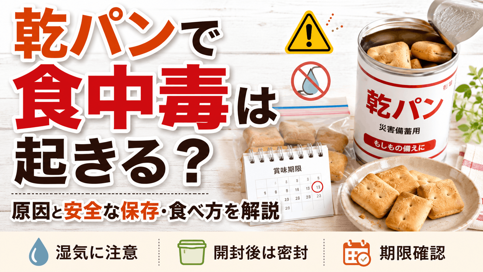 乾パンで食中毒は起きる？原因と安全な保存・食べ方を解説