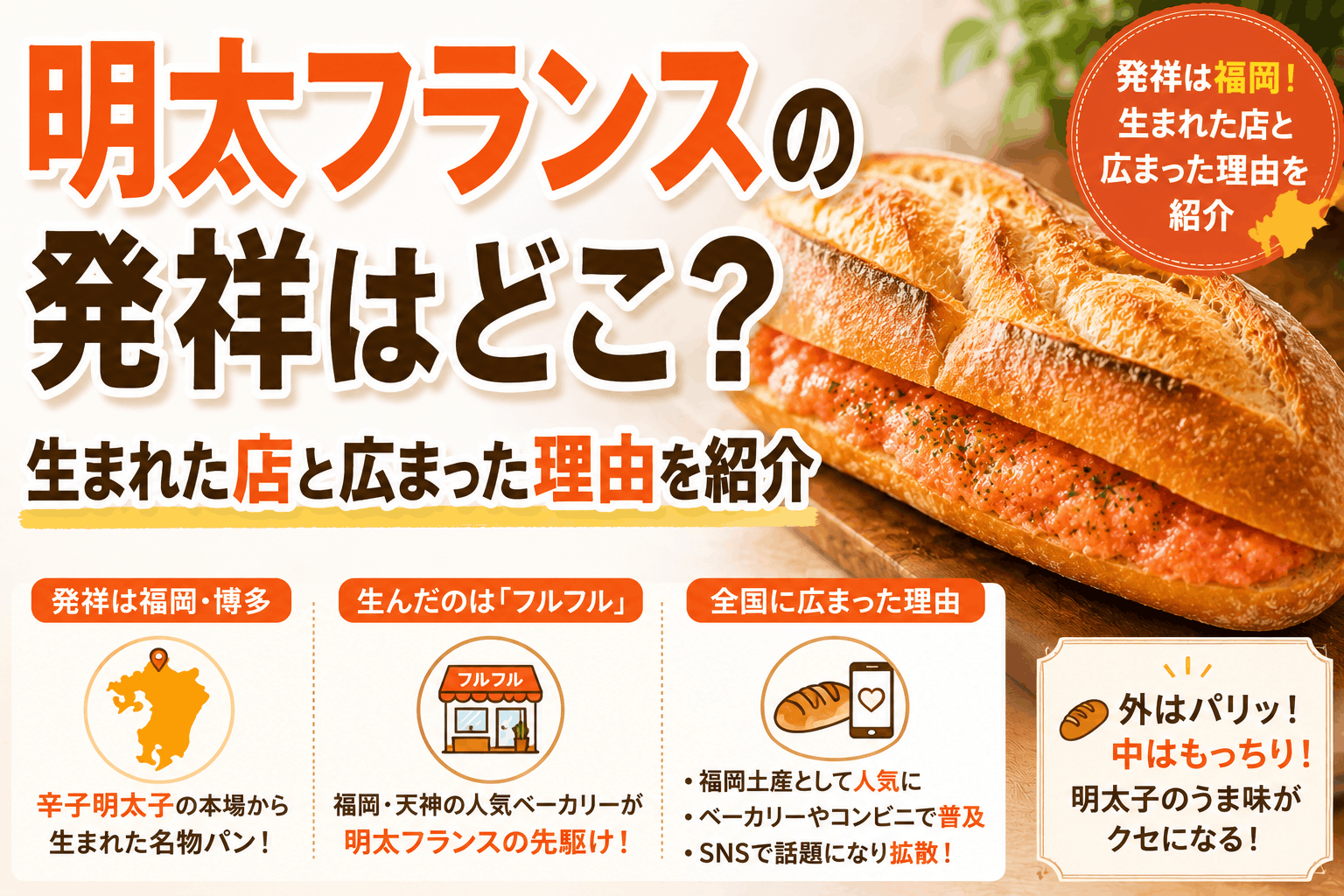 明太フランスの発祥はどこ？生まれた店と広まった理由を紹介