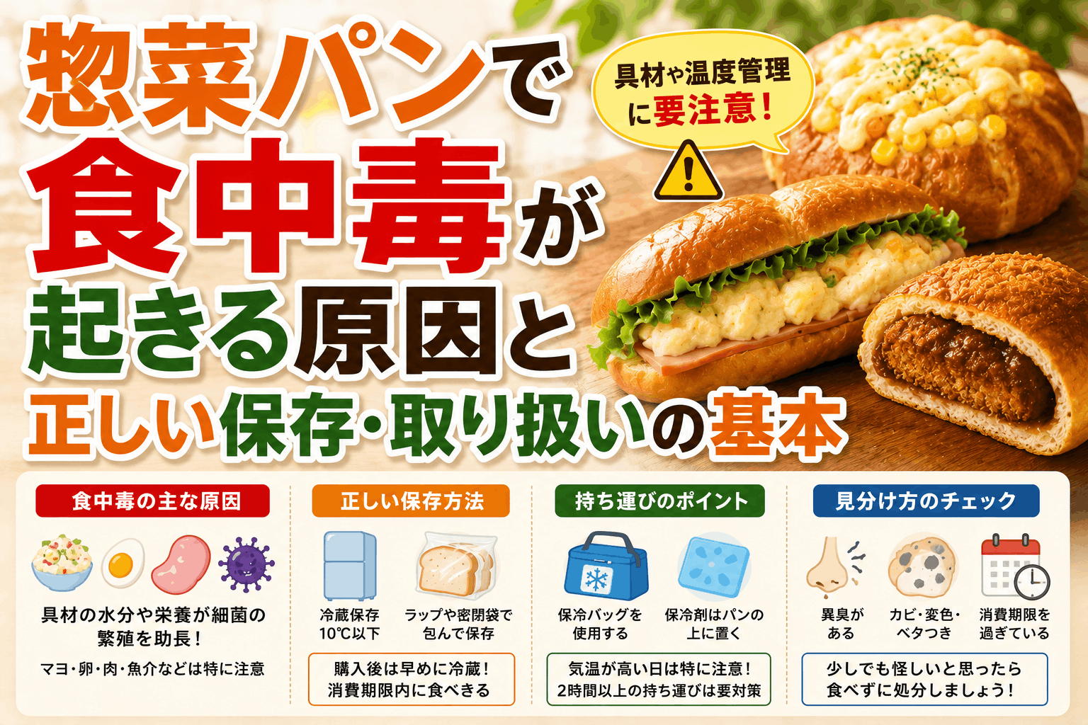 惣菜パンで食中毒が起きる原因と正しい保存・取り扱いの基本