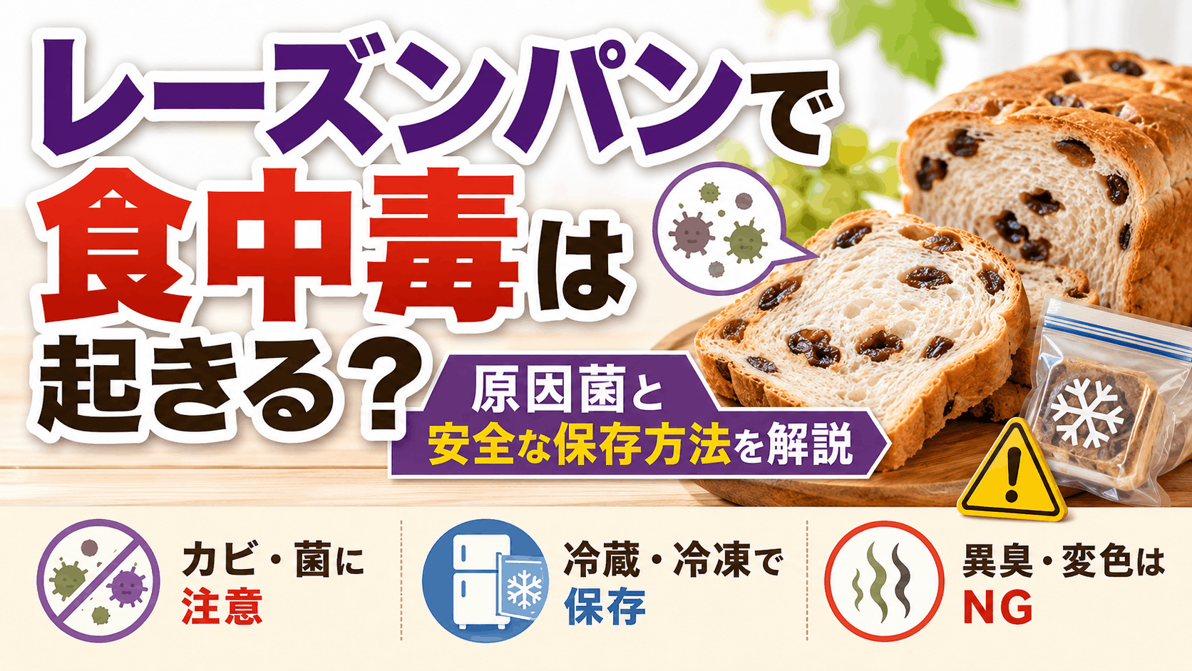 レーズンパンで食中毒は起きる?原因菌と安全な保存方法を解説