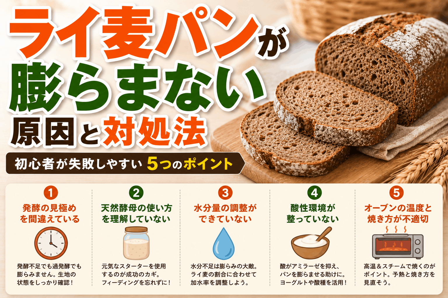 ライ麦パンが膨らまない原因と対処法｜初心者が失敗しやすい5つのポイント