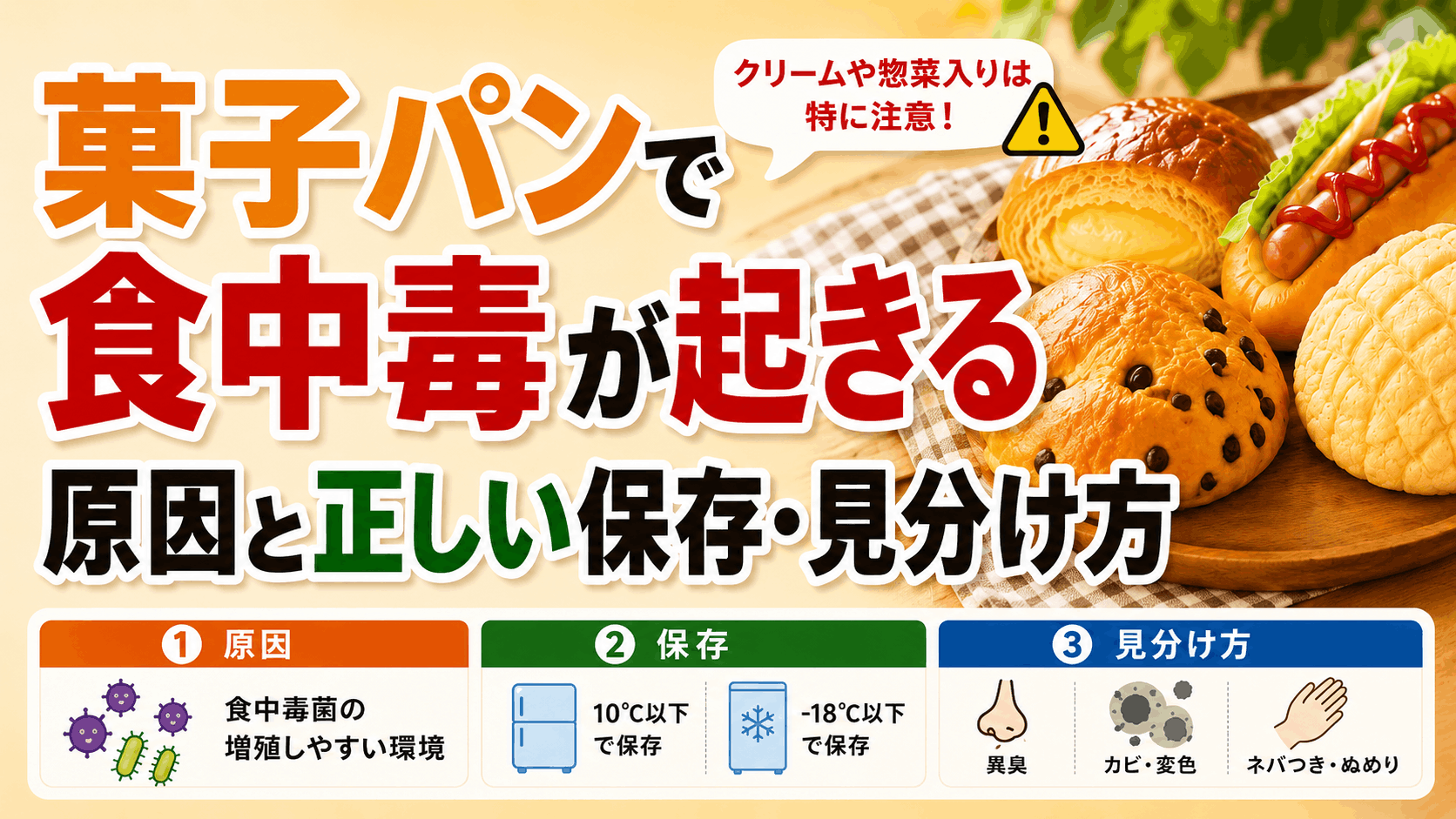 菓子パンで食中毒が起きる原因と正しい保存・見分け方