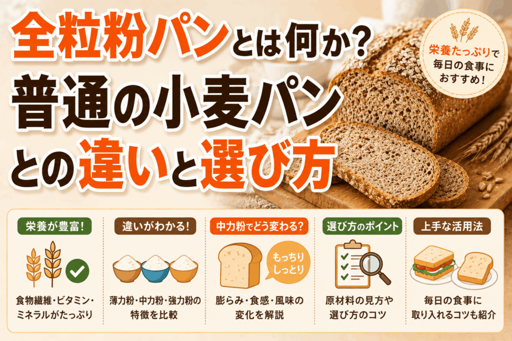 全粒粉パンとは何か？普通の小麦パンとの違いと選び方を解説