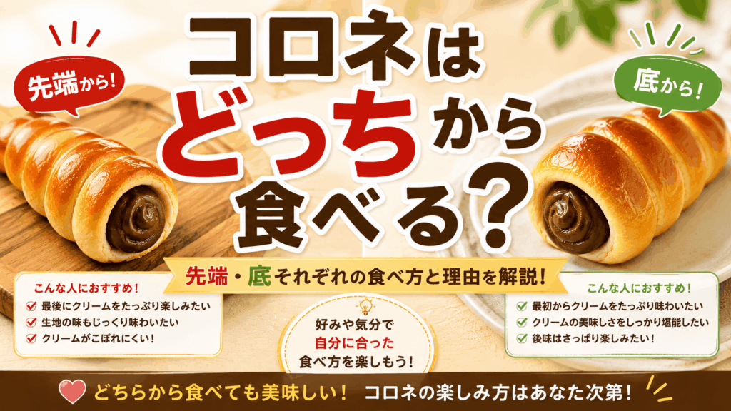 コロネはどっちから食べる？先端・底それぞれの食べ方と理由を解説