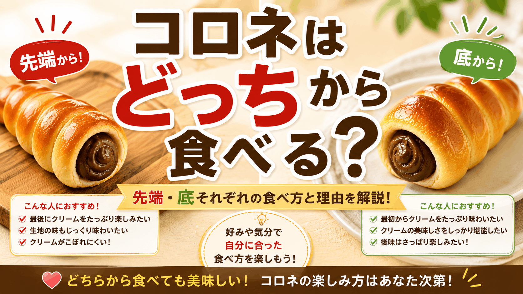 コロネはどっちから食べる?先端・底それぞれの食べ方と理由を解説