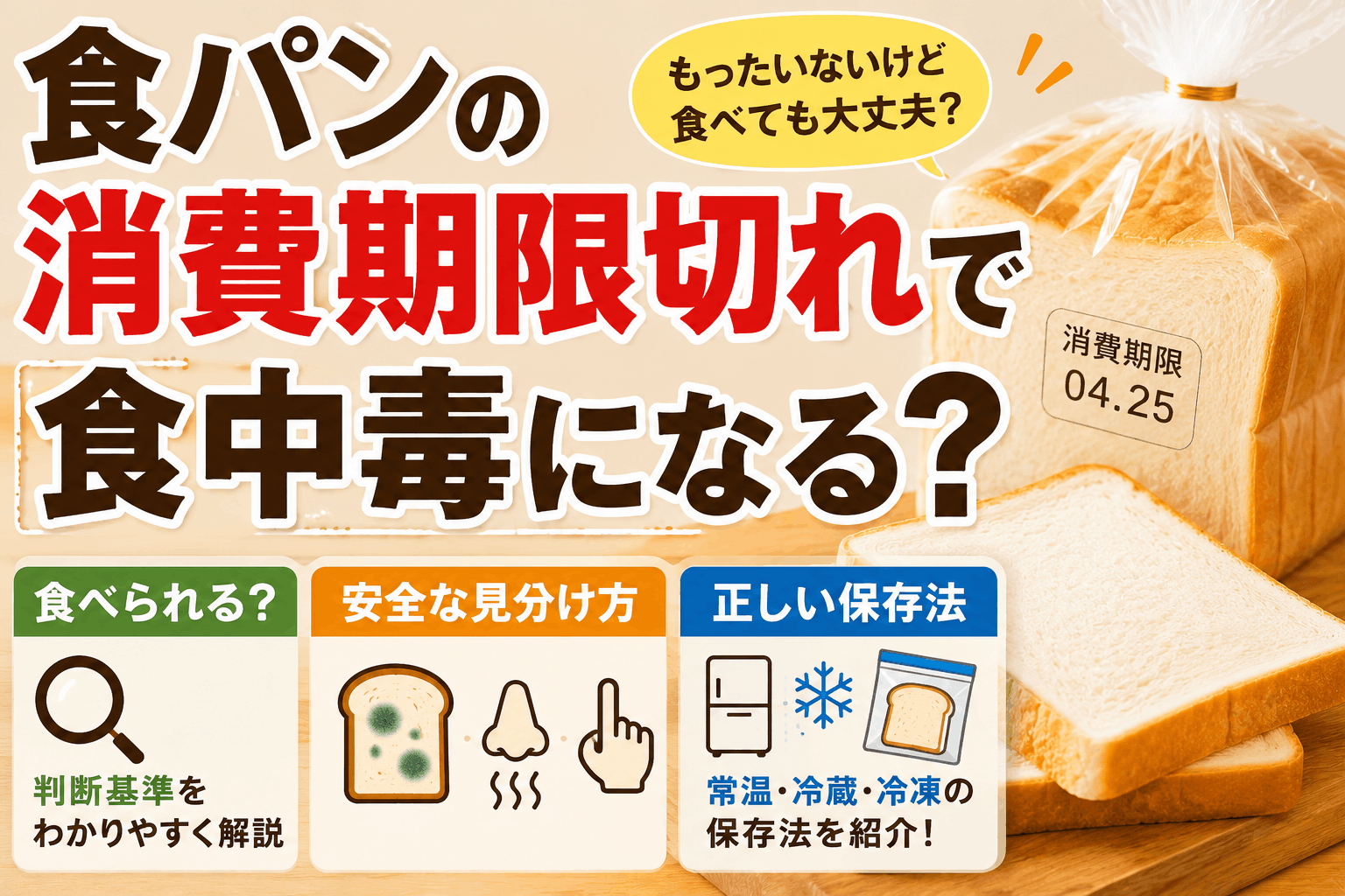 食パンの消費期限切れで食中毒になる？判断基準と正しい保存法