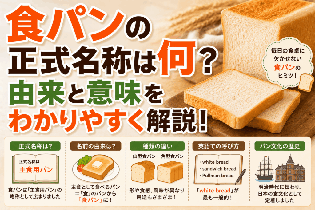 食パンの正式名称は何？由来と意味をわかりやすく解説