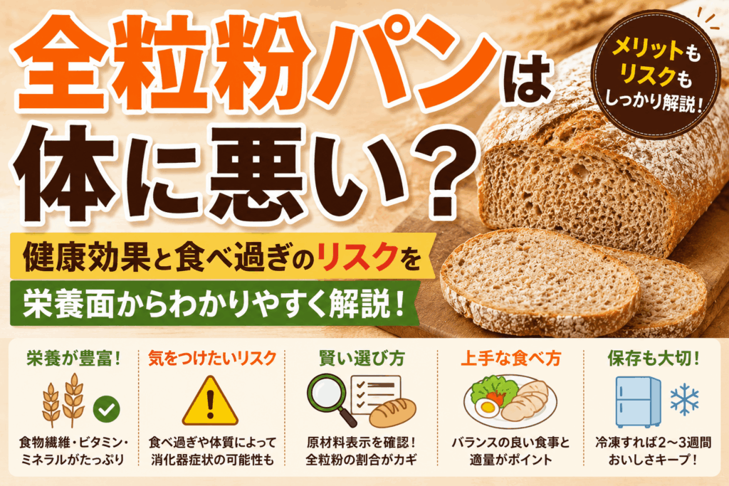 全粒粉パンは体に悪い？健康効果と食べ過ぎのリスクを栄養面から解説