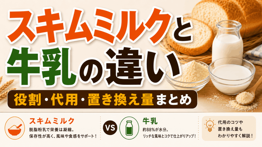 パン作りのスキムミルクと牛乳の違いを比較｜役割・代用・置き換え量まとめ