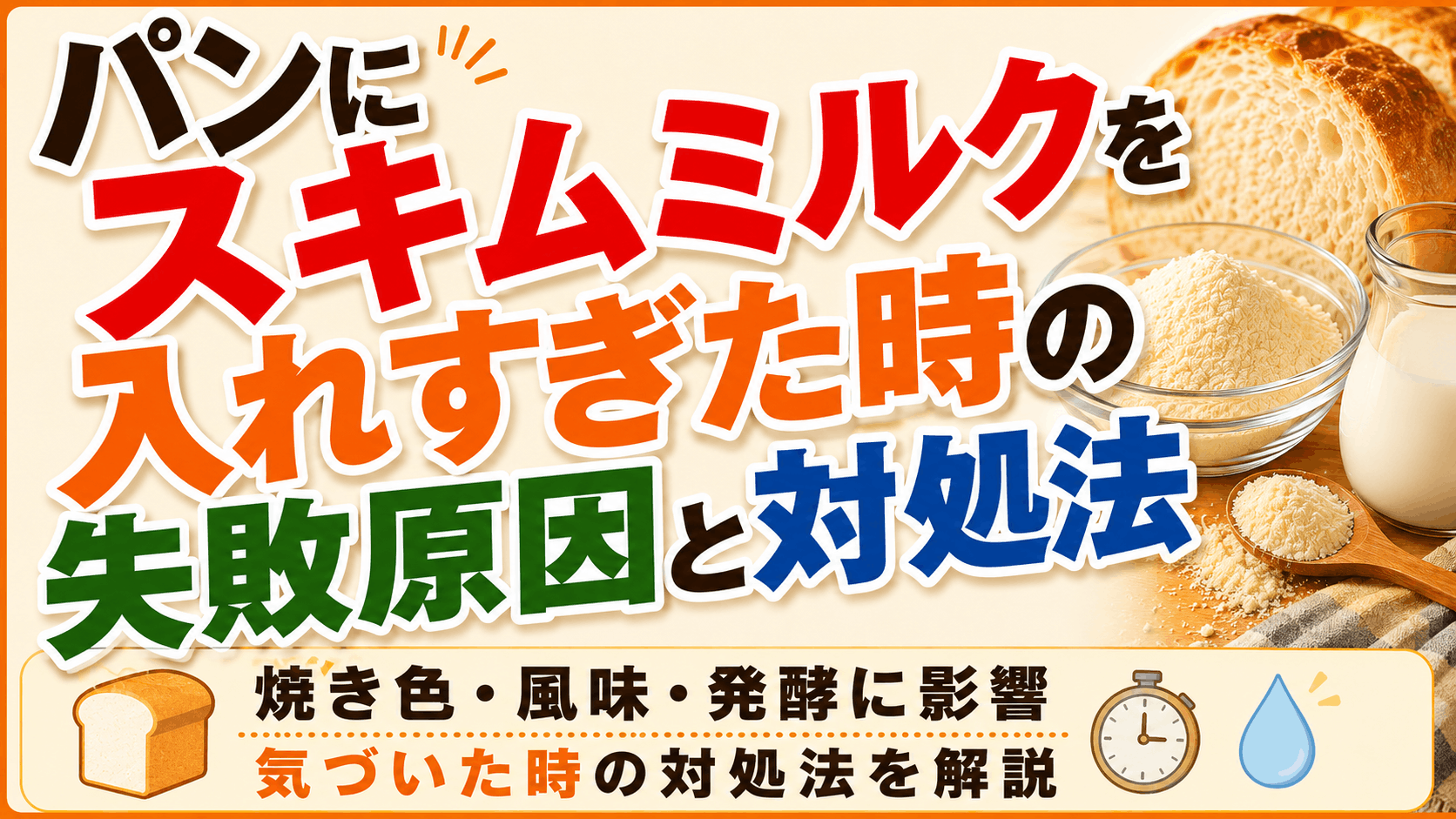 パンにスキムミルクを入れすぎた時の失敗原因と対処法