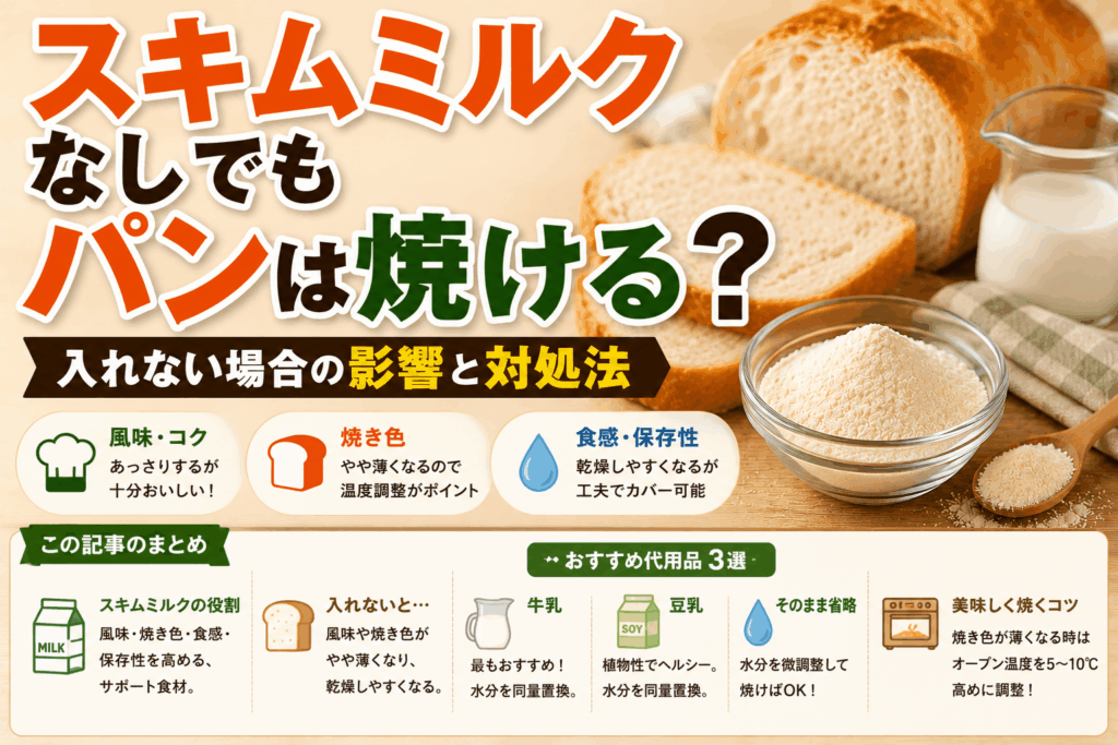 スキムミルクなしでもパンは焼ける？入れない場合の影響と対処法